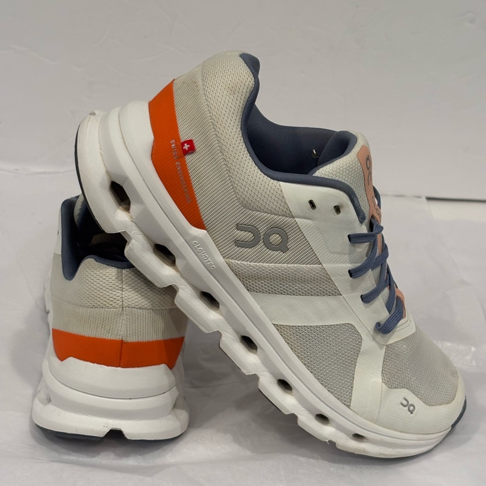 On Running Athletic Shoes - White, Orange, Gray